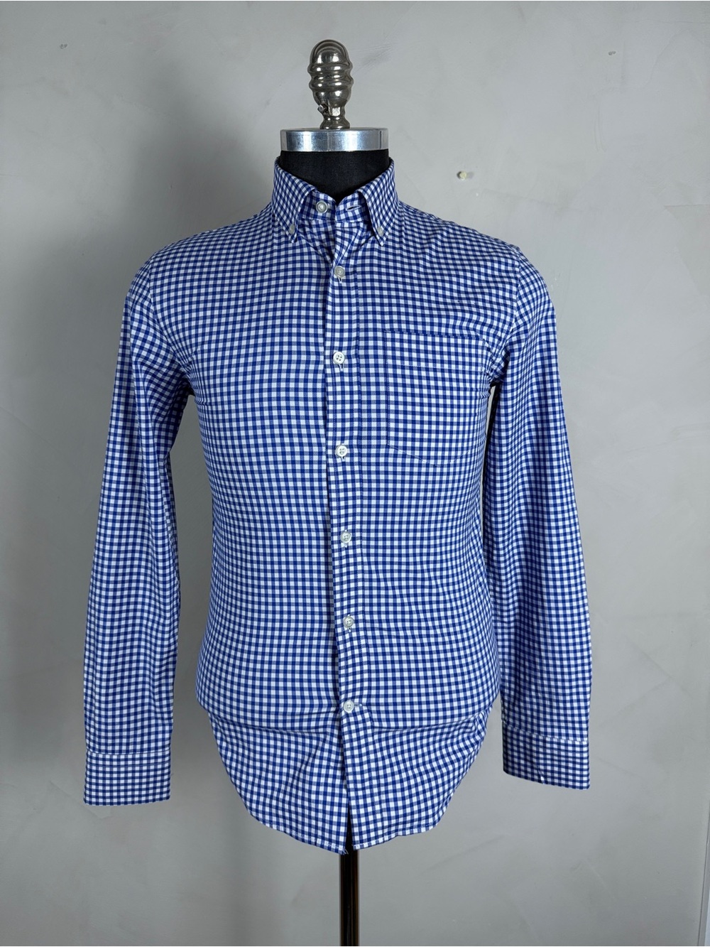 Banana Republic Tech Stretch Cotton Blue Gingham Shirt Slim Flex Fit XS